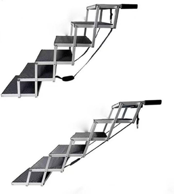 Photo 1 of ASUMUI Dog Stairs Ramp,Lightweight Foldable Pet Ladder Ramp Surface for High Beds, Trucks, Cars and SUV, Supports Up to150 Lbs (6steps)