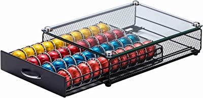 Photo 1 of ZCDCP Nespresso Pod Holder, Vertuo Pod Holder Drawer Glass Top Coffee Pod Organizer Storage with 40 Pods