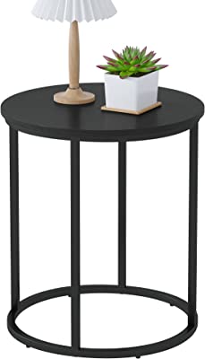 Photo 1 of Yusong Round End Table, 20" Accent Small Side Table Nightstand Modern Bedside Table for Living Room Bedroom Office Small Spaces,Black