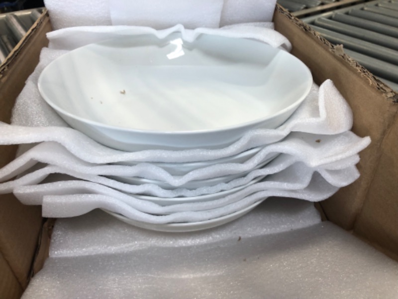 Photo 2 of  YHY Pasta Bowls, 30oz Salad Bowls White Soup Bowls Large Pasta Serving Bowl Porcelain Pasta Plates Wide and Shallow Bowls Set of 6 Microwave Dishwasher Safe