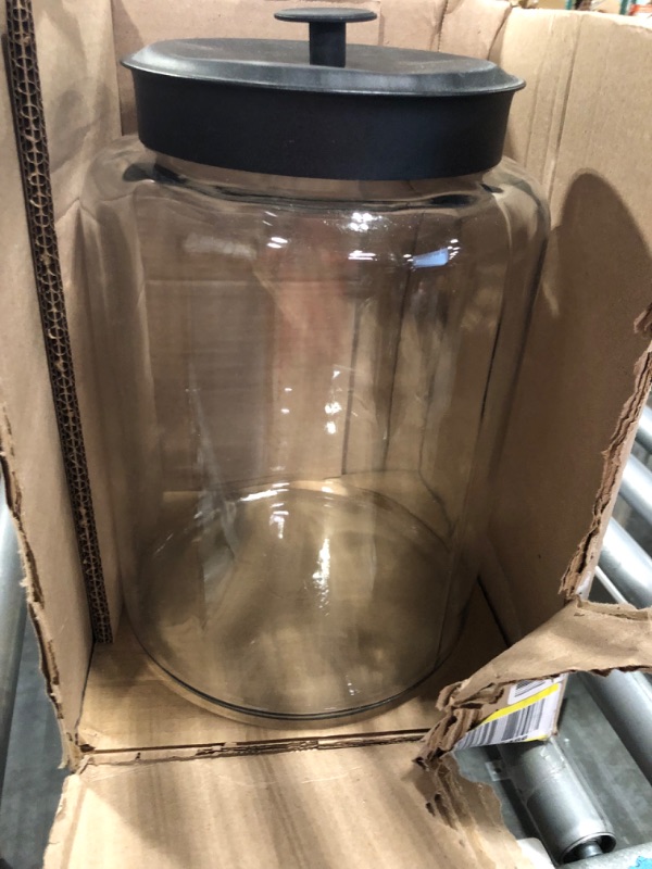 Photo 2 of Anchor Hocking 2.5 Gallon Montana Glass Jar with Lid (2 piece, black metal, dishwasher safe)