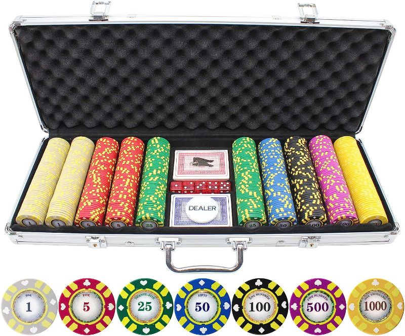 Photo 1 of 500 Piece Stripe Suited V2 Clay Poker Chips Set