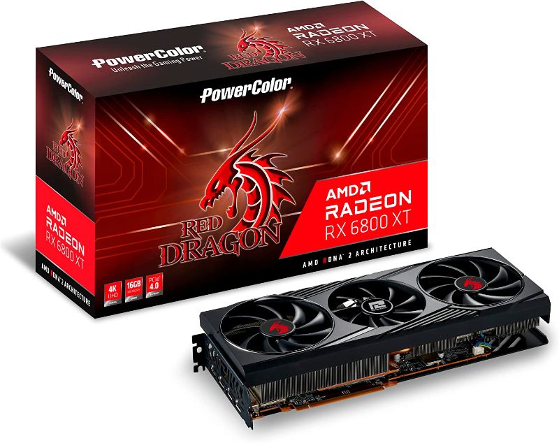 Photo 1 of PowerColor Red Dragon AMD Radeon™ RX 6800 XT Gaming Graphics Card with 16GB GDDR6 Memory, Powered by AMD RDNA™ 2, Raytracing, PCI Express 4.0, HDMI 2.1, AMD Infinity Cache
