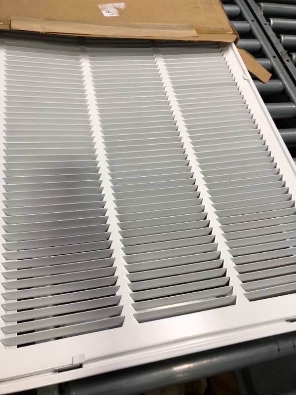 Photo 3 of 18" X 36 Steel Return Air Filter Grille for 1" Filter - Fixed Hinged - Ceiling Recommended - HVAC Duct Cover - Flat Stamped Face - White [Outer Dimensions: 20.5 X 37.75] 18 X 36