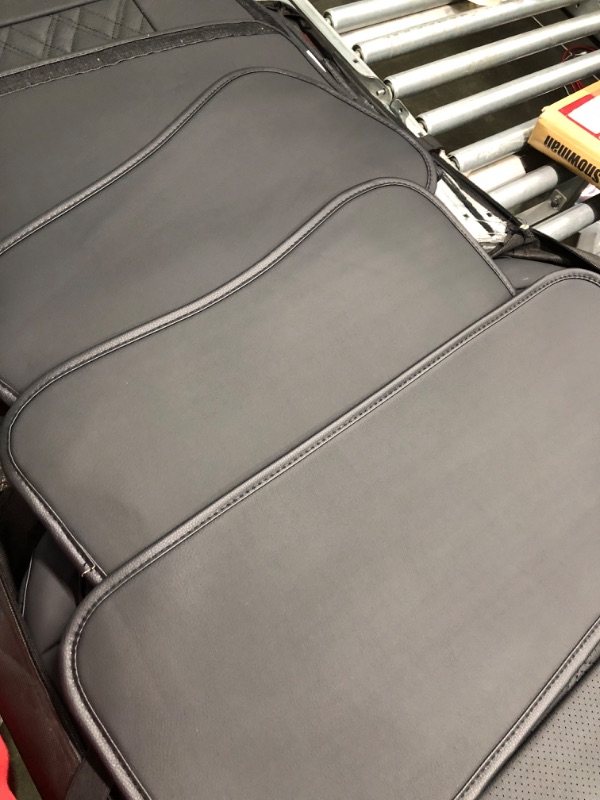 Photo 1 of CAPITAUTO Leather Car Seat Covers, Faux Leatherette Cushion Cover for Cars SUV Pick-up Truck Universal Fit Set for Auto Interior Accessories(Black Full Set) Black Grid Full