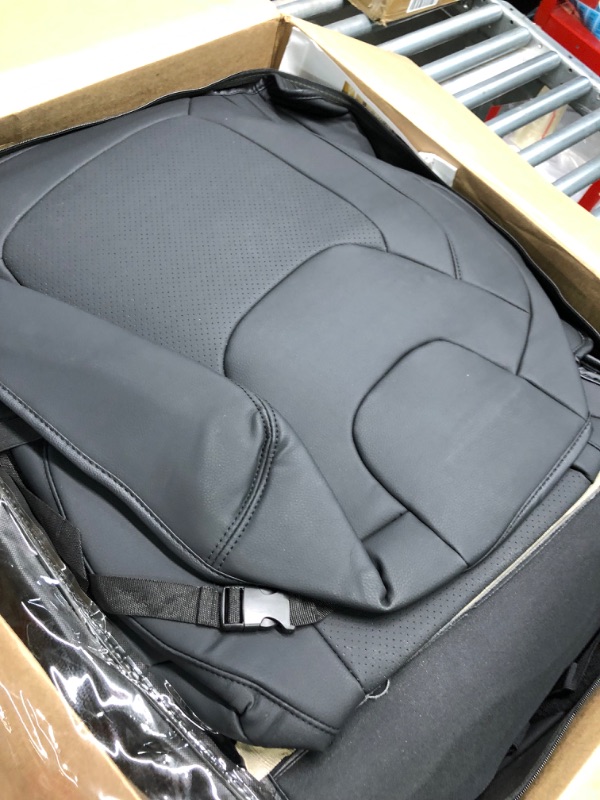 Photo 1 of LEYJOIN Fully Wrapped Faux Leather Custom Car Seat Covers Full Set Fit for Jeep Cherokee (Jeep Cherokee 19-21, Black) Jeep Cherokee 19-21 Black