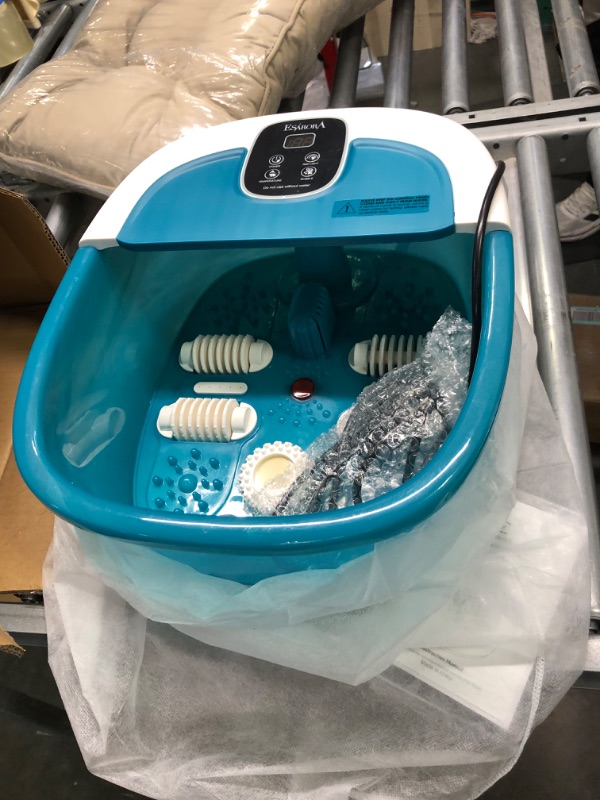 Photo 1 of Foot Spa, ESARORA Foot Bath Massager with Heat, Bubbles, Pumice Stone, Medicine Box, Temperature Control, Red Light, Ergonomic Massage Rollers and Acupressure Massage Points, Soothe & Relax Tired Feet Lake Green