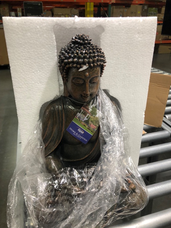 Photo 3 of Alpine Corporation GEM170 Buddha Statue, 10"L x 8"W x 15"H, Bronze Garden