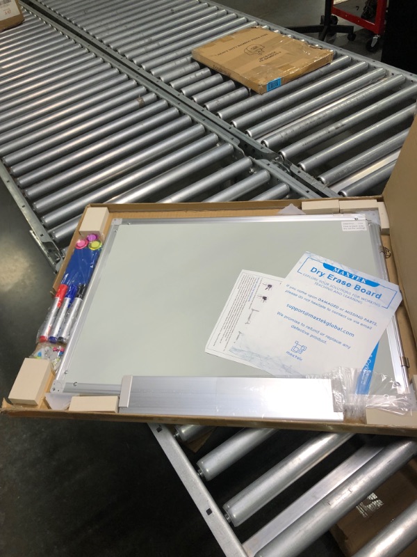 Photo 1 of Magnetic Cork Board White Board Combo, Vision Board 2023, 24" x 18" Half Corkboard Whiteboard Combo, Bulletin Pin Board for Office Wall w/Markers, Eraser, Magnets, Pins Silver 24x18