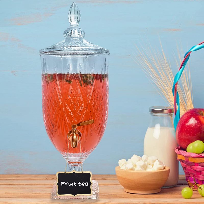 Photo 1 of 1.2 Gallon Drink Dispensers For Parties&Wedding. Glass Crystal Collection Beverage Dispenser With Stand & 304 Stainless Steel Spigot 100% Leakproof. Free for Marker & Chalkboard.(TYPE A, CLEAR) TYPE A Clear