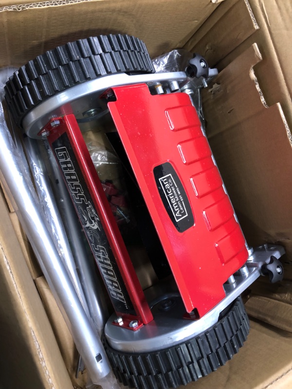 Photo 1 of American Lawn Mower Company 101-08 Youth Grass Shark 8-Inch 5-Blade Manual Push Reel Lawn Mower, Red