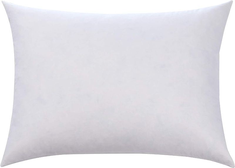 Photo 1 of 100% Cotton Cover, Feather & Down Pillow, Best use for Decorative Pillows & for Firm Sleepers, White, Size 16x24
