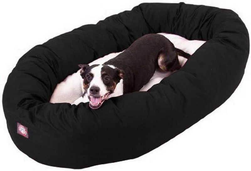 Photo 1 of 40 inch Black & Sherpa Bagel Dog Bed By Majestic Pet Products
