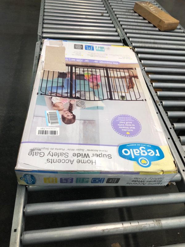 Photo 1 of Regalo 58-Inch Home Accents Super Wide Walk Through Baby Gate, Includes 6-Inch, 8-Inch and 12-Inch Extension, 4 Pack of Pressure Mounts and 4 Pack of Wall Cups and Mounting Kit 58 Inches Extra-Wide
--- Factory Package --- 