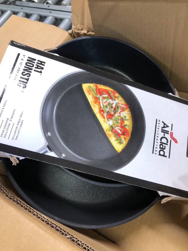 Photo 1 of All-Clad E785S264 HA1 Hard Anodized Nonstick Dishwasher Safe PFOA Free 8-Inch and 10-Inch Fry Pan Cookware Set, 2-Piece, Black
-- Factory Package --- 