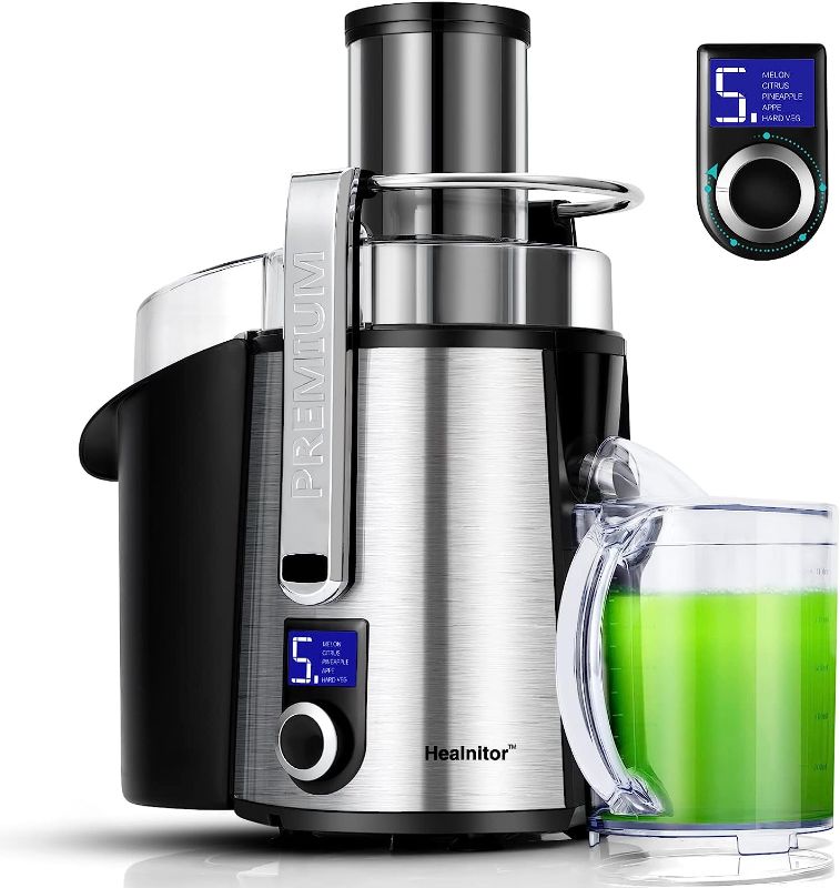 Photo 1 of 1000W 5-SPEED LCD Screen Centrifugal Juicer Machines Vegetable and Fruit, Healnitor Juice Extractor with Big Adjustable 3" Big Mouth, Easy Clean, BPA-Free, High Juice Yield, Silver
