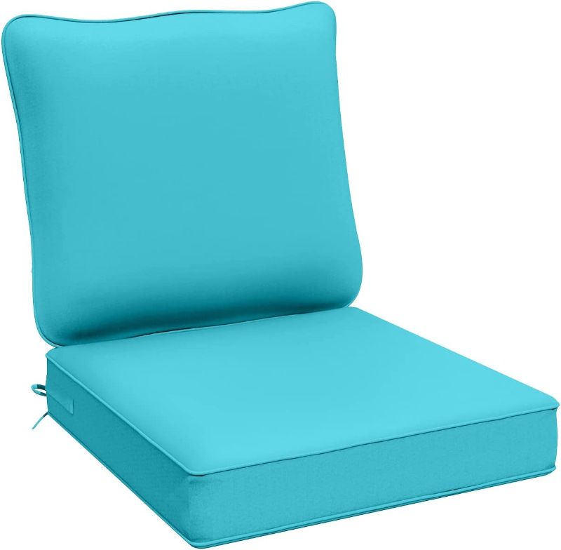 Photo 1 of AAAAAcessories Outdoor Deep Seat Cushions for Patio Furniture, Water-Resistant Replacement Patio Chair Cushions, 24 x 24 x 5 inch, Turquoise Blue
--- Open Box --- 