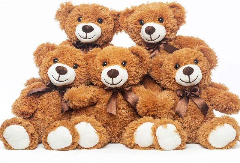 Photo 1 of Quaakssi Teddy Bears Bulk 5 Packs Teddy Bear Stuffed Animal Plush Toys Gift for Kid Girlfriend,13.5 Inches Stuffed Bears for Christmas Valentine’s Day Birthday Wedding Party
