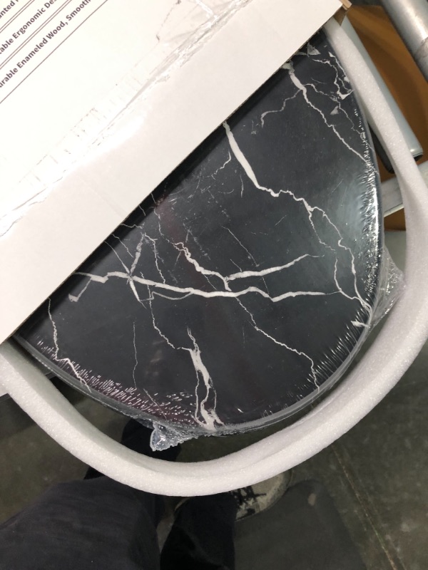 Photo 3 of Angel Shield Marble Toilet Seat Durable Molded Wood with Quiet Close,Easy Clean?Quick-Release Hinges (Elongated,Black Marble) Elongated-18.5” Black Marble-Elongated