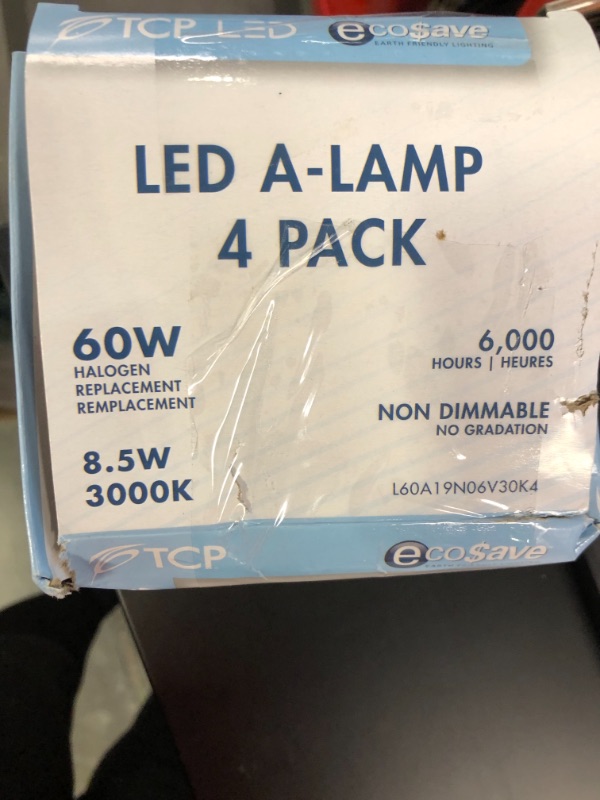 Photo 4 of TCP Eco$ave LED 60 Watt Equivalent | 4 Pack | Soft White (3000K) Shatter Resistent | 730 Lumens | 6,000 Hour | Non-Dimmable Light Bulbs 4 Count (Pack of 1) Soft White