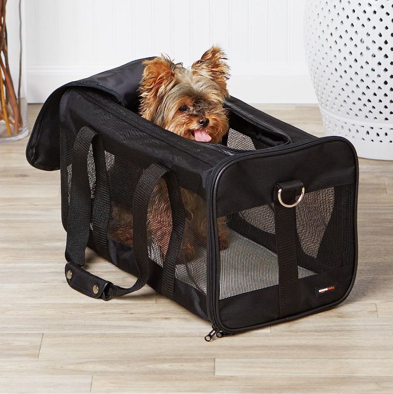 Photo 1 of Amazon Basics Soft-Sided Mesh Pet Travel Carrier, Black
