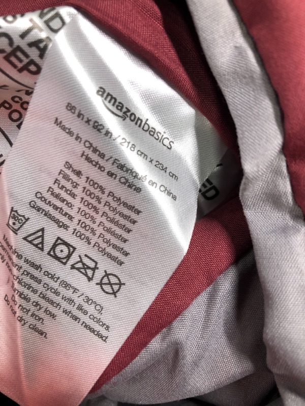 Photo 3 of Amazon Basics Reversible Lightweight Microfiber Comforter Blanket, Full/Queen, Burgundy/Gray
