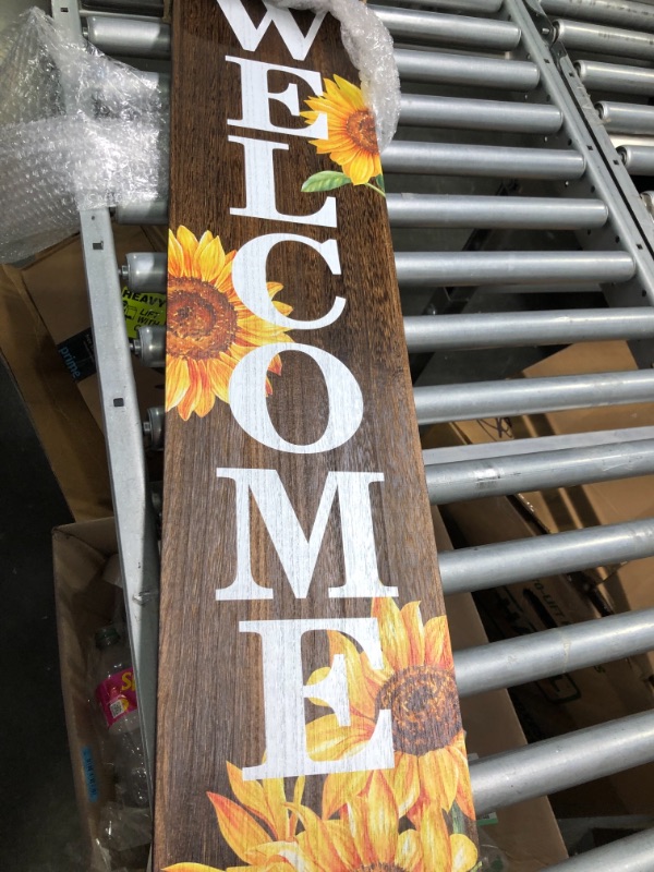 Photo 3 of 37.5 Inch Sunflower Welcome Sign for Front Door Welcome Sunflower Hanging Sign Farmhouse Front Porch Summer Decor Outdoor Rustic Wood Welcome Signs for Home Office Kitchen Farmhouse Garden SUNFLOWER!
