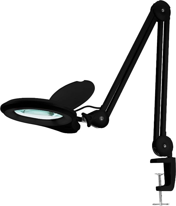 Photo 1 of (New Model) Neatfi Bifocals 1,600 Lumens Super LED Magnifying Lamp with Clamp, 5D + 20D, Dimmable, 60 Pcs SMD LED, 5 Inches Diameter Lens, Adjustable Arm Utility Clamp (5 Diopter + 20 Diopter, Black)
