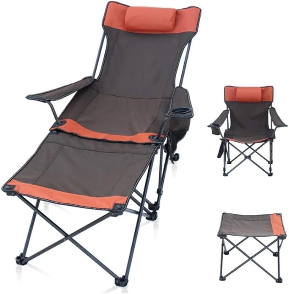 Photo 1 of  Camping Chair Camp Chair Camping Chair Folding Reclining Portable Chair with Cup Holder Detachable Side Table and Carry Bag with Pillow Folding Chairs Outdoor Fishing Chair
