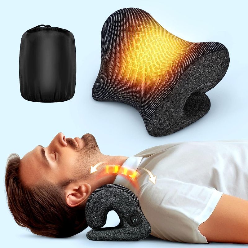 Photo 1 of Deep Neck Pain Relief w/Conductive Magnetic Therapy Heated Neck Stretcher, Graphene-Tech Instant Heating Cervical Traction Device Pillow, Smart Control Neck Hump Corrector Relax Gifts For TMJ Migraine
