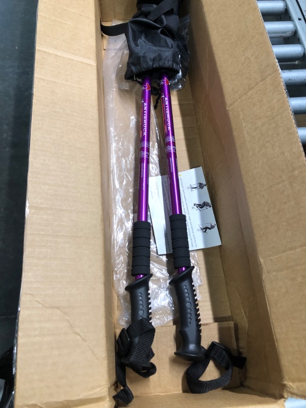 Photo 3 of Aihoye Hiking Trekking Poles, 2 Pack Collapsible,Lightweight, Anti Shock, Hiking or Walking Sticks,Adjustable Hiking Pole for Men and Women purple