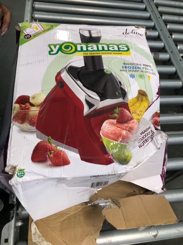 Photo 2 of Yonanas 988RD Deluxe Vegan, Dairy-Free Frozen Fruit Soft Serve Maker, Includes 75 Recipes, 200 W, Red
