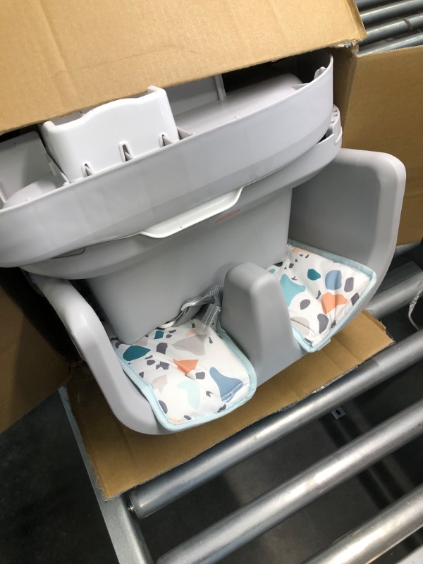 Photo 1 of Fisher-Price SpaceSaver Simple Clean High Chair – Pacific Pebble, Portable Infant-to-Toddler Dining Chair and Booster seat with Easy Clean up Features