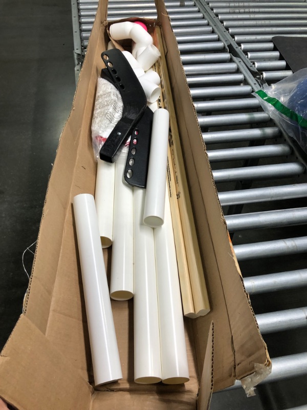 Photo 1 of MyLec Deluxe Hockey Set, with 1 Hockey Goal, 2 43" Hockey Sticks & 1 Soft Ball, Sleeve Netting System, PVC Tubing Net, Lighweight & Durable, Enhanced Grip, Pre-Curved Mini Hockey Stick (Red/White)
