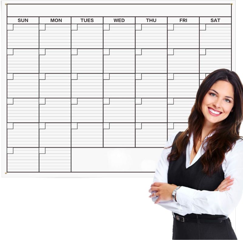 Photo 1 of KITLIFE Dry or Wet Erase Jumbo Monthly Wall Calendar – Undated Office Wall Planner – Giant Erasable Whiteboard with Calendar Month and Notes – Adhesive Foam Strips & Desk Calendar Included, 36 x 48” | Perfect Stocking Stuffer

