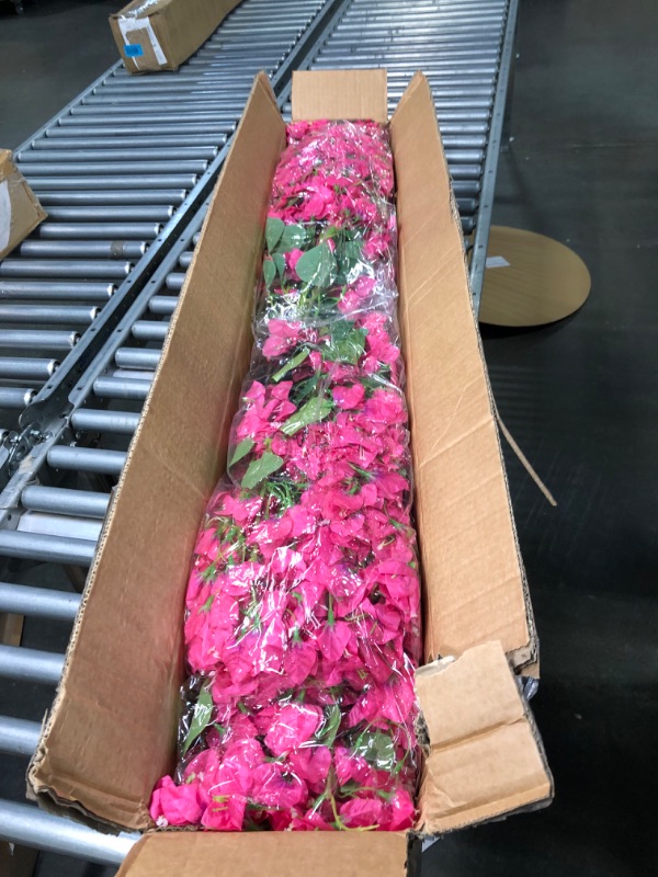 Photo 2 of 40Pcs in Bulk Artificial Bougainvillea Silk Flowers Branches Long Plant Stems 45" for Wedding Centerpieces, Bussiness Decoration Project, Indoor & Outdoor Decoration (Hot Pink - 40Pcs)