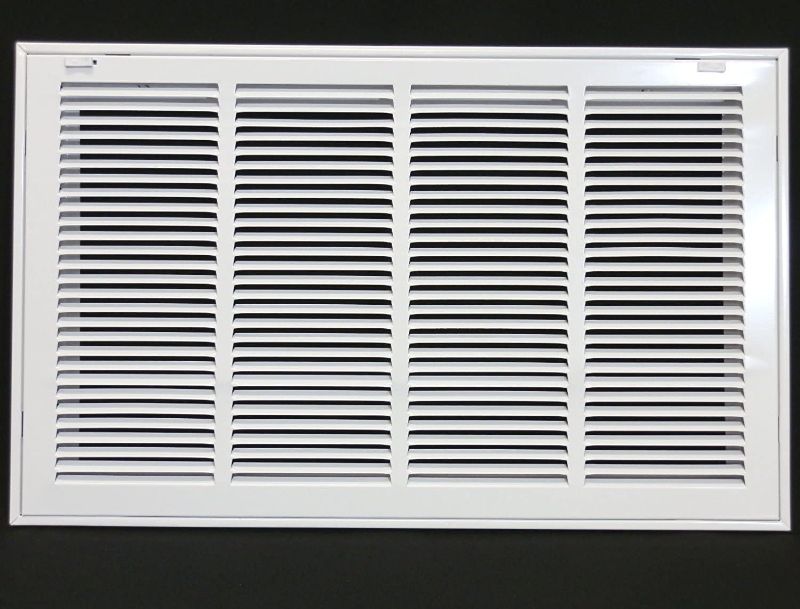 Photo 1 of 24" X 14" Steel Return Air Filter Grille for 1" Filter - Easy Plastic Tabs for Removable Face/Door - HVAC Duct Cover - Flat Stamped Face - White [Outer Dimensions: