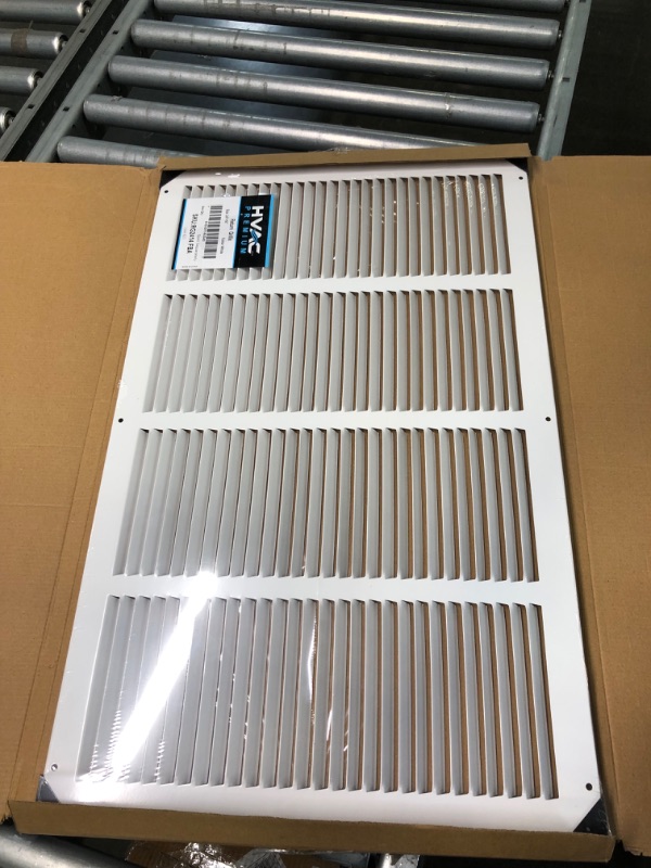 Photo 2 of 24" X 14" Steel Return Air Filter Grille for 1" Filter - Easy Plastic Tabs for Removable Face/Door - HVAC Duct Cover - Flat Stamped Face - White [Outer Dimensions: