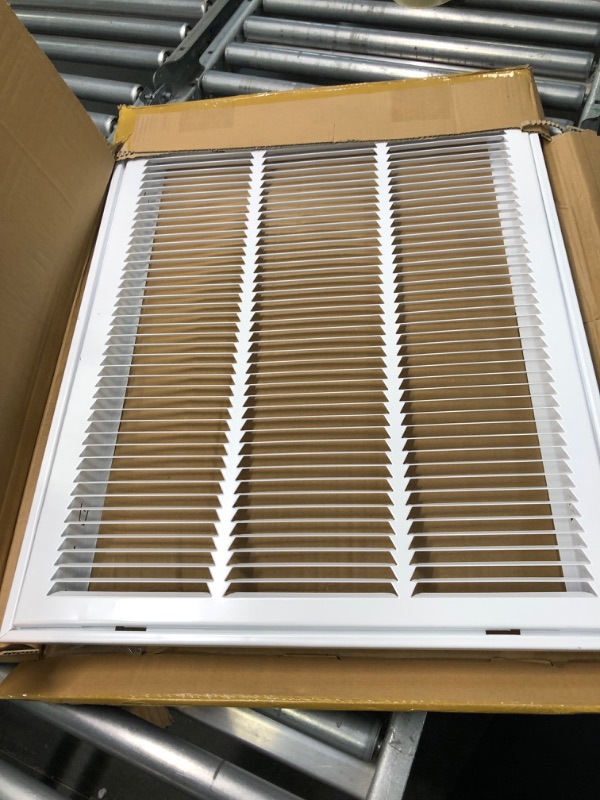 Photo 2 of 18" X 24 Steel Return Air Filter Grille for 1" Filter - Fixed Hinged - Ceiling Recommended - HVAC Duct Cover - Flat Stamped Face - White [Outer Dimensions: 20.5 X 25.75]