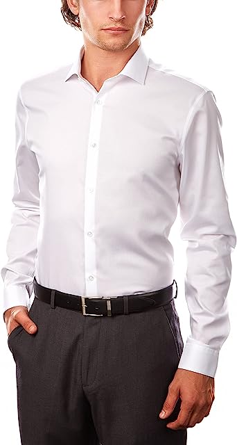 Photo 1 of Calvin Klein Men's Dress Shirt Slim Fit Herringbone Size L 16 32/33