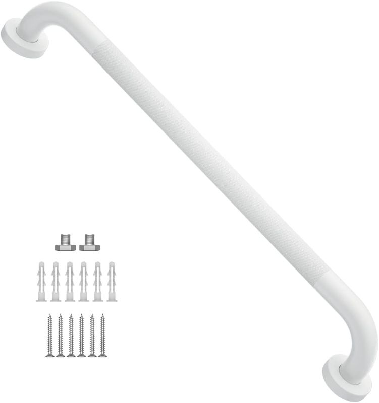 Photo 1 of 24 Inch Anti Slip Shower Grab Bar Oil Rubbed White 1.25" Diameter,Munzong Bathroom Grab Bar, Knurled Bathroom Balance Bar,Safety Hand Rail Support Handicap Elderly Senior Assist Bath Handle