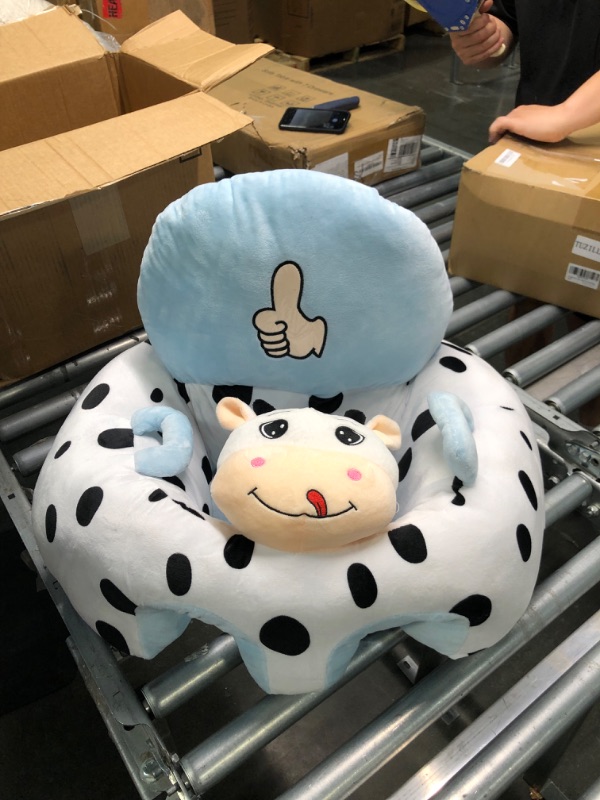 Photo 2 of Baby Support Seat Sofa Cartoon Infant Sofa Cute Learning Sitting Chairs Baby Sit Up Chair Back Head Protector Baby Bouncer Infants Floor Seats white cow