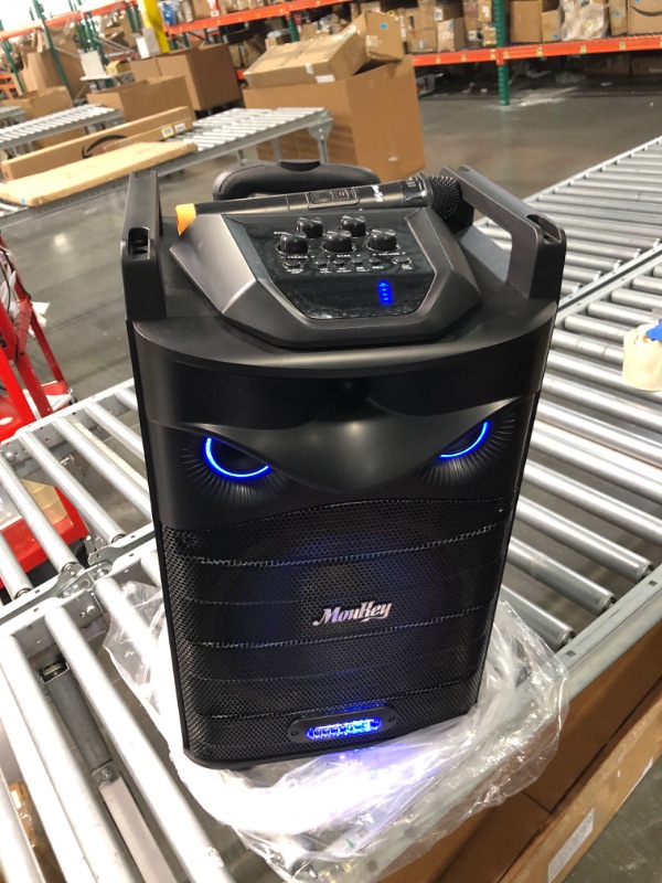 Photo 2 of Moukey Karaoke Machine, Big Subwoofer PA System, Powerful Sound, Portable Bluetooth Speaker with Wireless Microphone, Party Lights & Echo/Treble/Bass Adjustment, Support TWS/REC/AUX/MP3/USB/TF/FM 10" Subwoofer