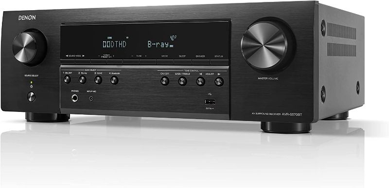 Photo 1 of Denon AVR-S570BT (2022 Model) 5.2 Channel AV Receiver - 8K Ultra HD Audio & Video, Enhanced Gaming Experience, Wireless Streaming via Built-in Bluetooth, (4) 8K HDMI Inputs, Supports eARC (Renewed)