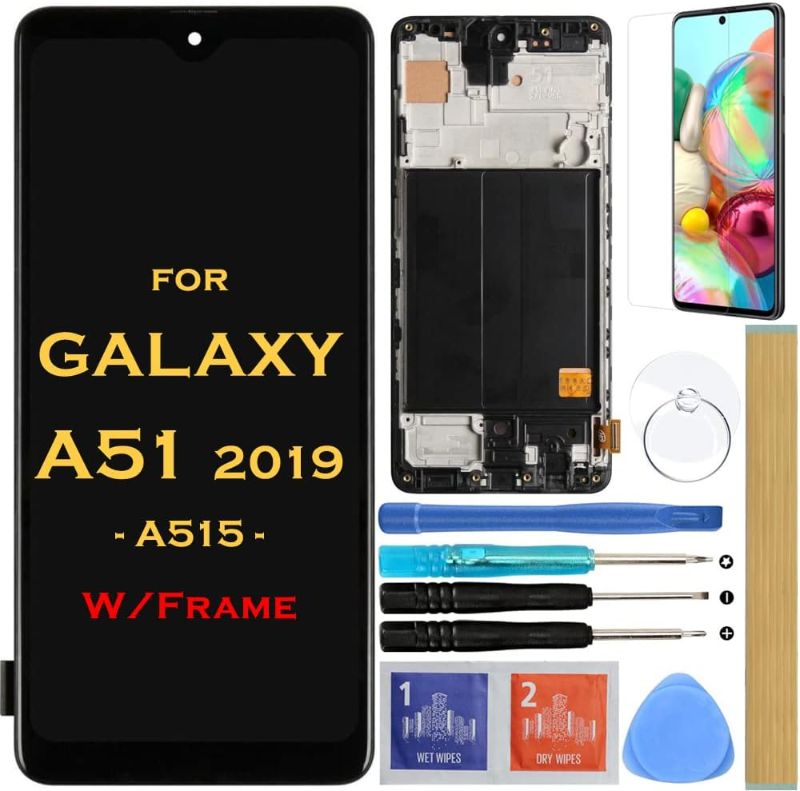 Photo 1 of Screen Replacement LCD Display Touch Digitizer Assembly with Frame for Samsung Galaxy A51 2019 SM-A515 A515F A515U 6.5" (Black with Frame)