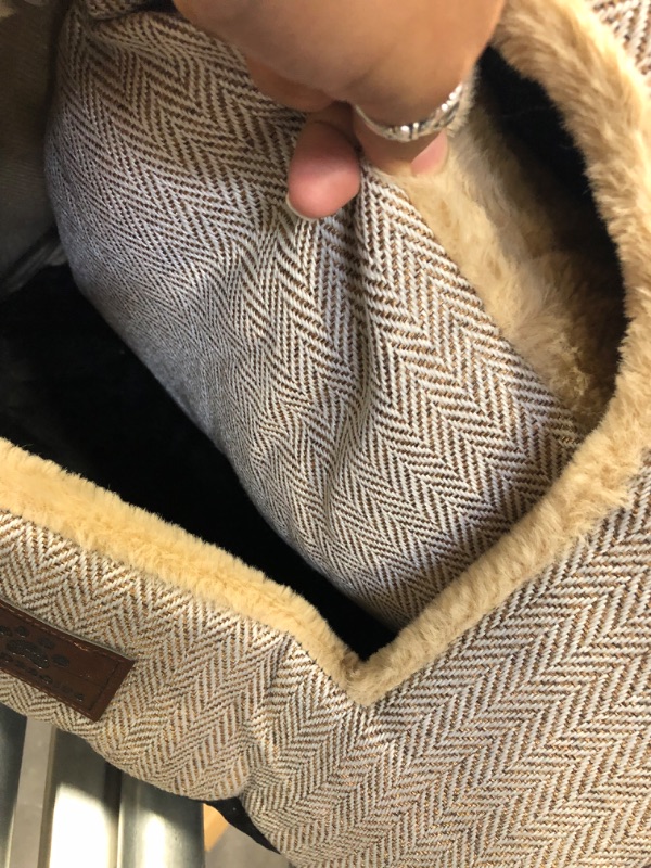 Photo 1 of Cat Bed for Indoor Cats - Cat Cave Bed Cat House Cat Tent with Removable Washable Cushioned Pillow, Soft and Self Warming Kitten beds,Cat Beds & Furniture, Pet Bed WINDRACING M(15 x 15 x 15 Inch) Beige