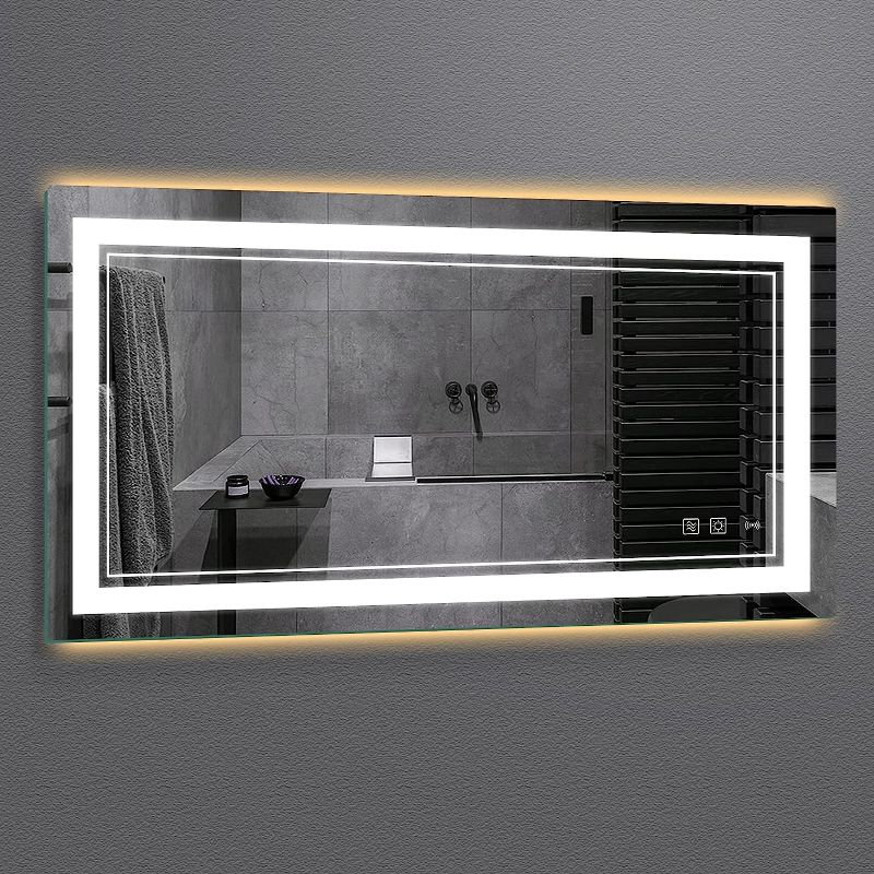 Photo 1 of BBE 60 x 36 Inch LED Bathroom Wall-Mounted Mirror Anti-Fog Makeup Mirror with Dimmable Light and Touch Button(Horizontal/Vertical)