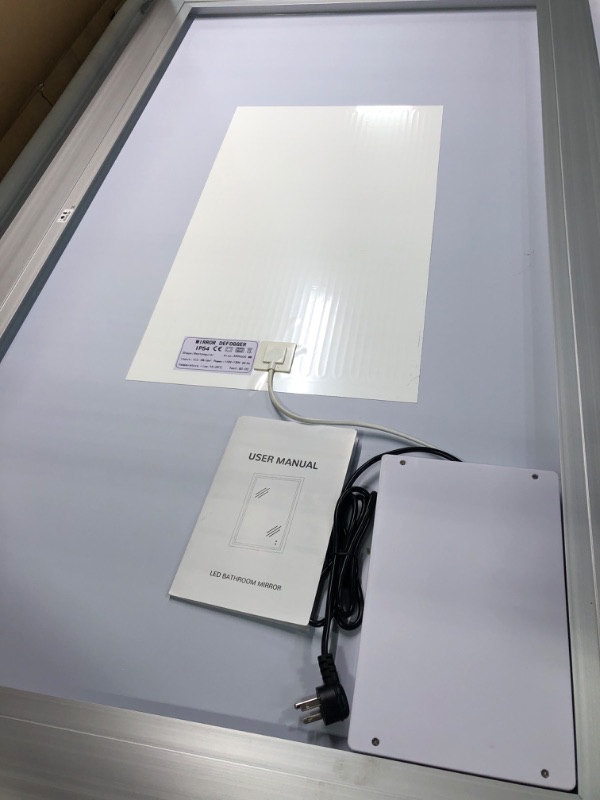 Photo 1 of BBE 60 x 36 Inch LED Bathroom Wall-Mounted Mirror Anti-Fog Makeup Mirror with Dimmable Light and Touch Button(Horizontal/Vertical)