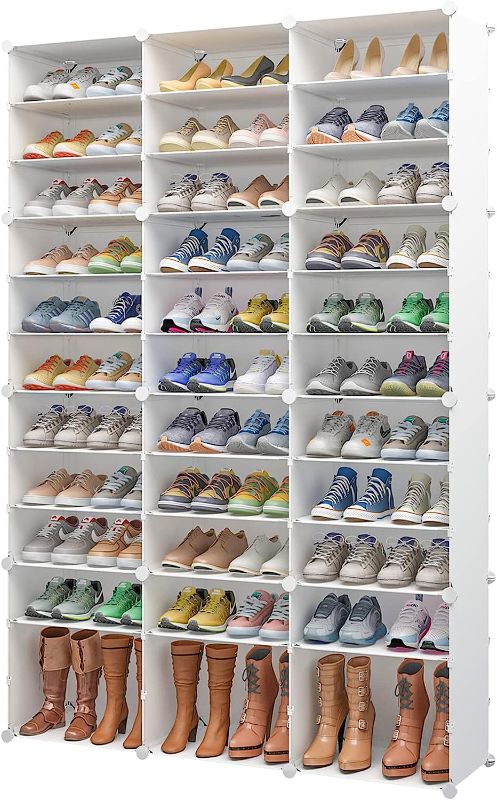 Photo 1 of Aeitc Shoe Rack 72 Pairs Shoe Organizer Narrow Standing Stackable Shoe Storage Cabinet Space Saver for Entryway, Hallway and Closet, white