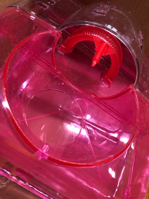 Photo 6 of YML Clear Plastic Dwarf Hamster Mice Cage with Ball on Top, Pink 10 IN